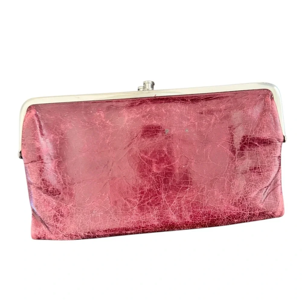 HOBO Lauren Bifold Clutch Wallet Purse for Women Red Leather with Inner Dividers